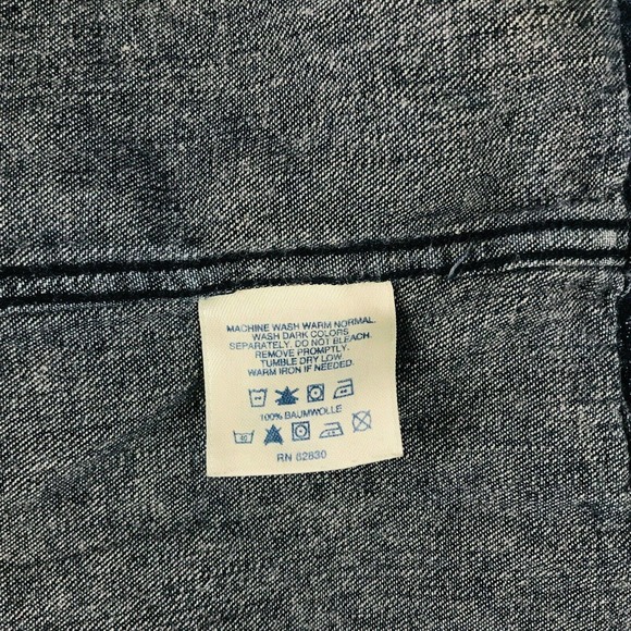 Lands End Men's XXL Shirt Blue Denim Long Sleeve Pocket Front Button Up DB6 - Picture 4 of 5